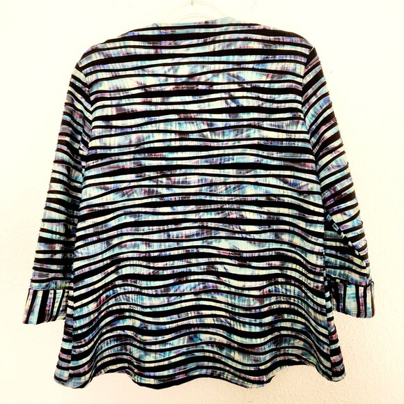 Drapers and Damons Womens Jacket One Button Size Large Stripe Polyester Spandex - Picture 6 of 11